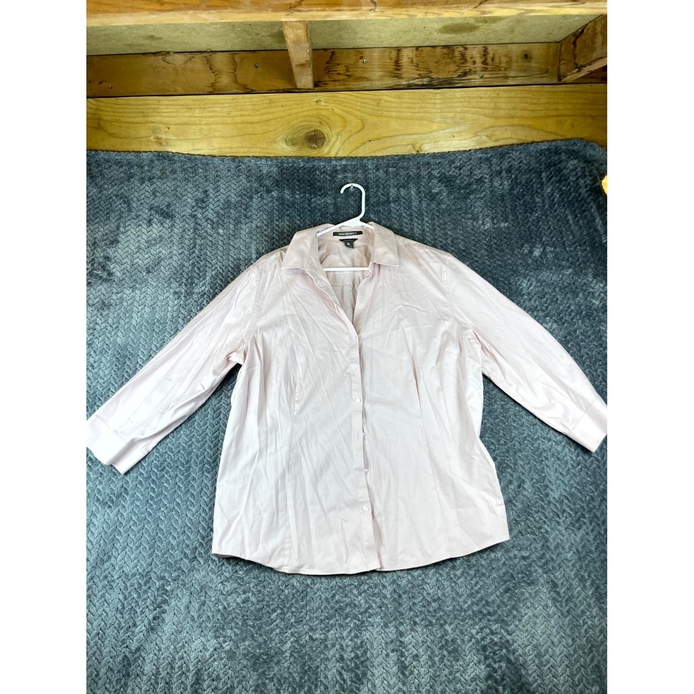 Eddie Bauer Shirt Womens XL Pink Long Sleeve Wrinkle Free Shaped Fit Button Up